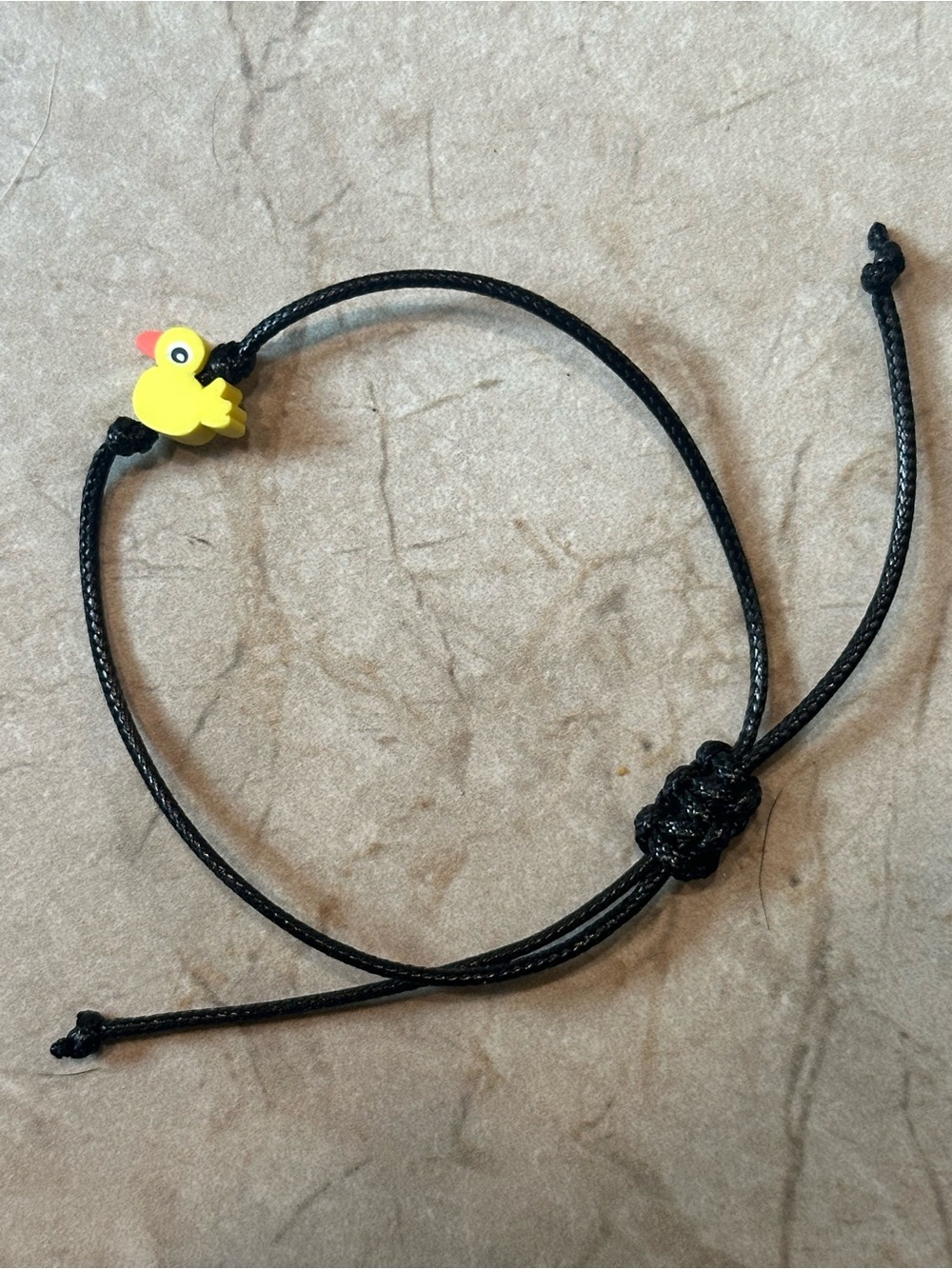 “Rubber” Ducky bracelet duck charm on adjustable black cord jewelry new
